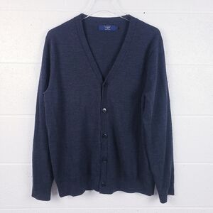 J. Crew Slim Fit Merino Wool Cardigan Sweater Button Front Charcoal Gray Men's L